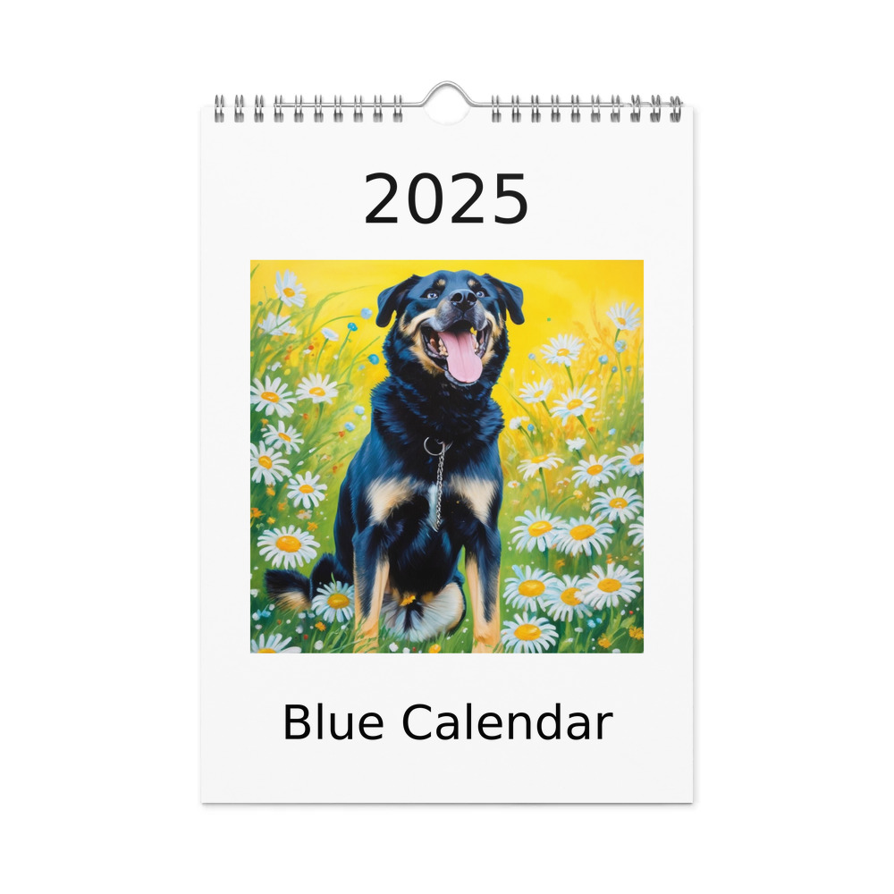 PugMug Custom Blue Wall Calendar (2026)