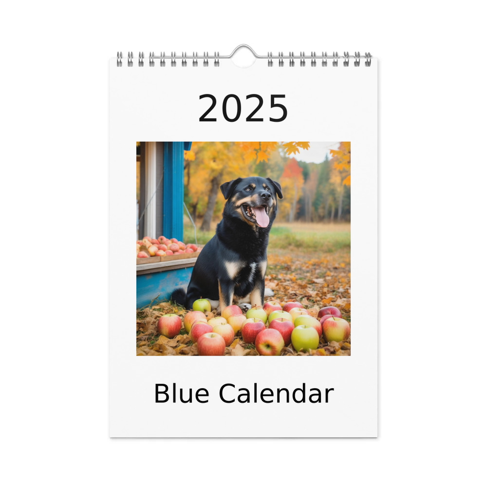PugMug Custom Blue Wall Calendar (2026)