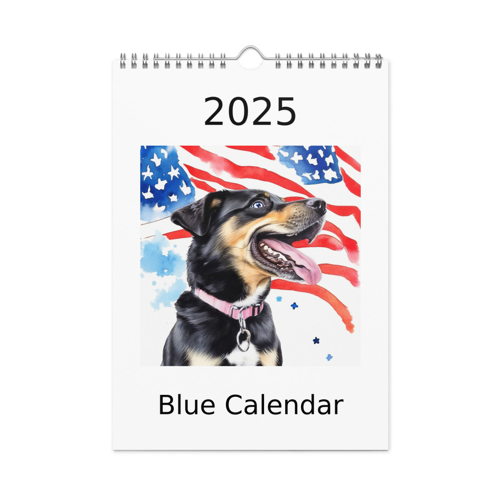 PugMug Custom Blue Wall Calendar (2026)