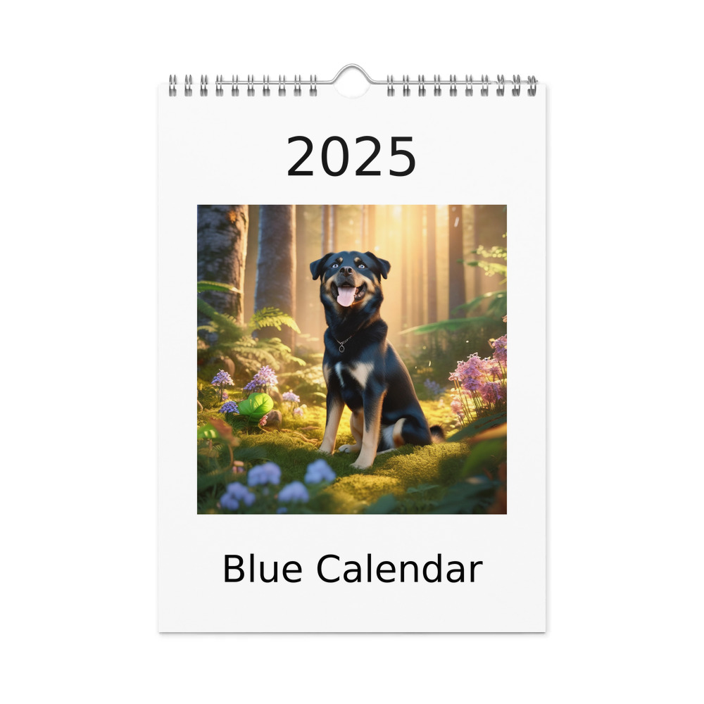 PugMug Custom Blue Wall Calendar (2026)