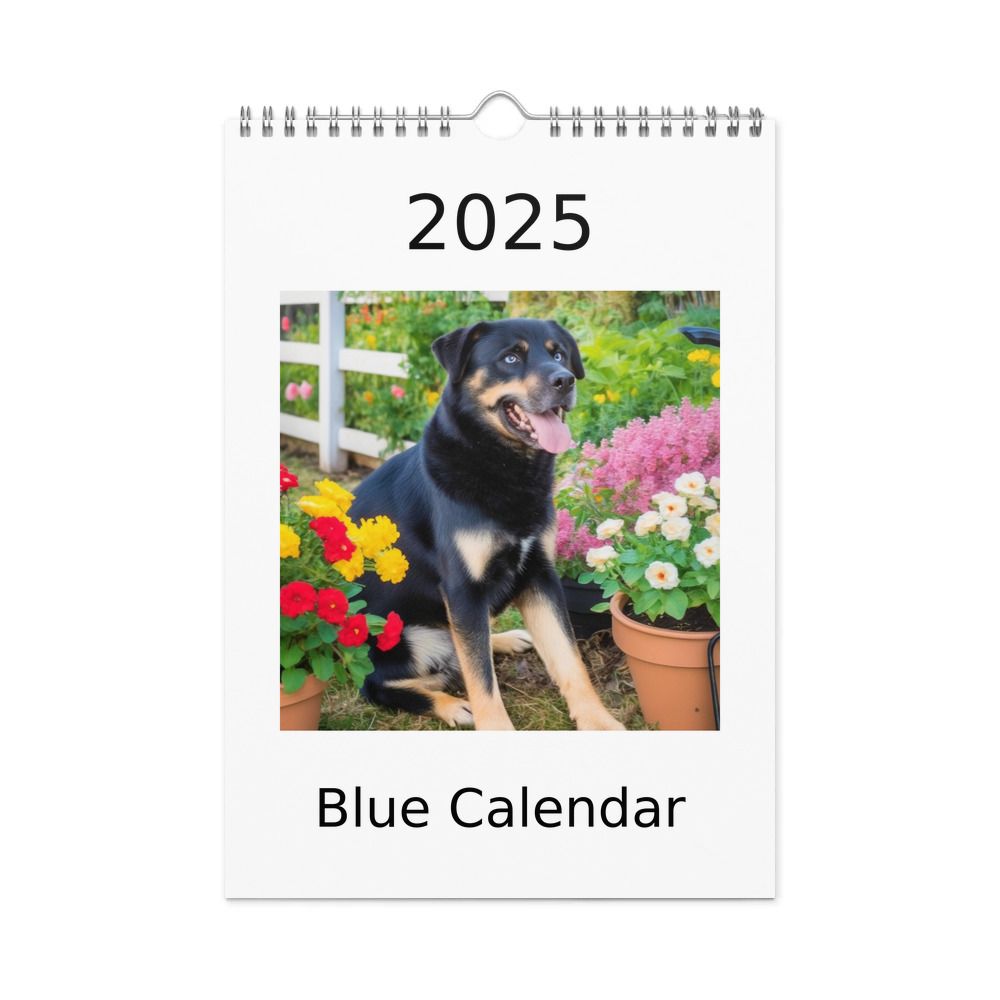 PugMug Custom Blue Wall Calendar (2026)