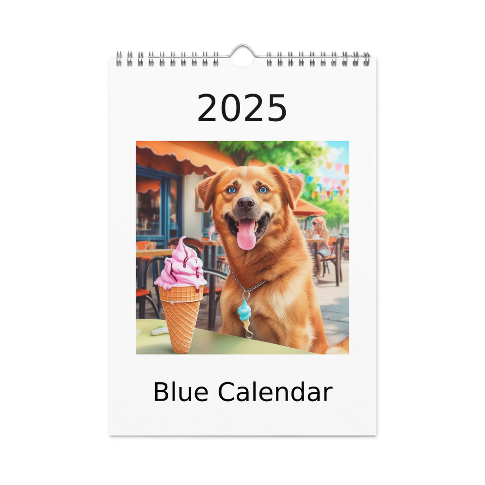 PugMug Custom Blue Wall Calendar (2026)