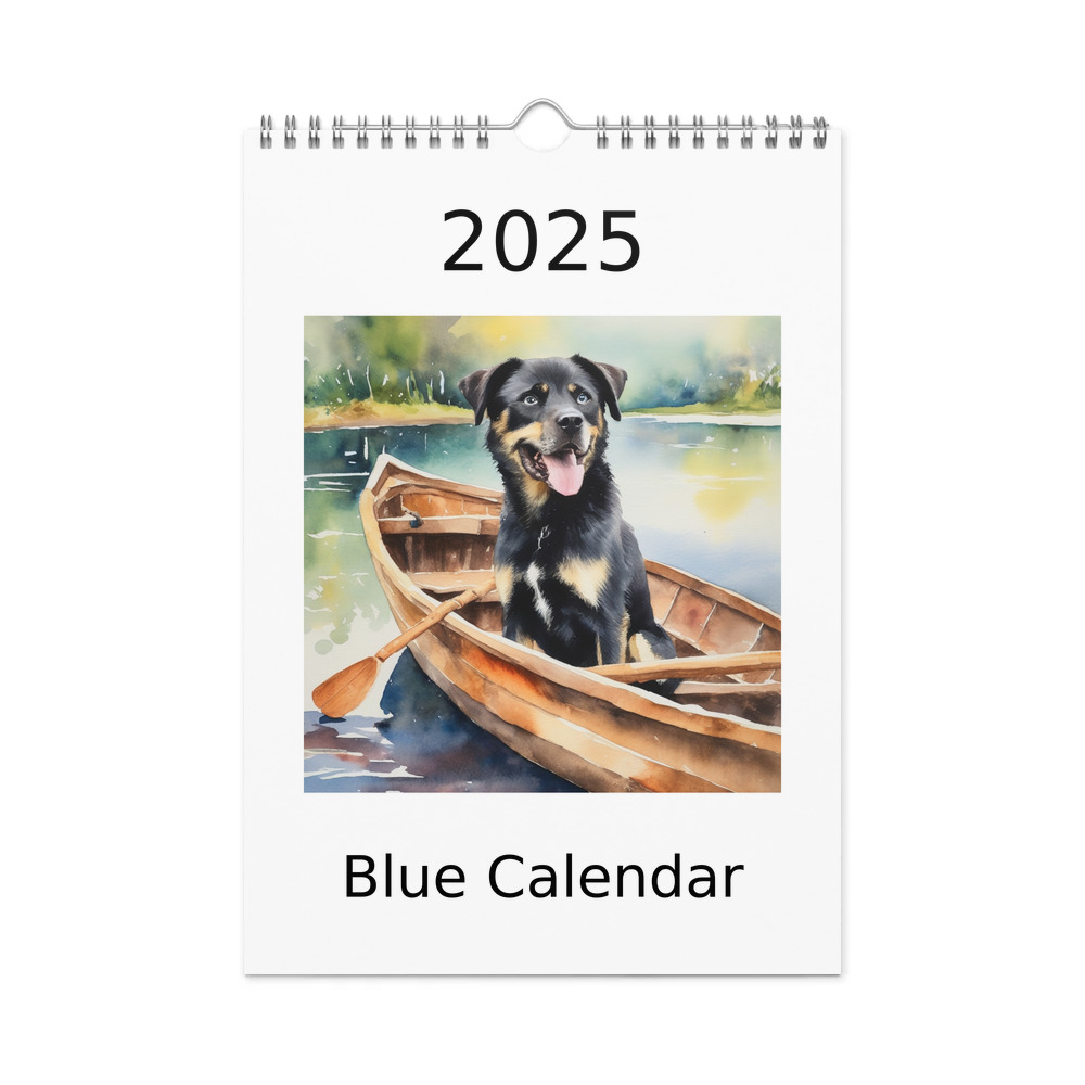 PugMug Custom Blue Wall Calendar (2026)