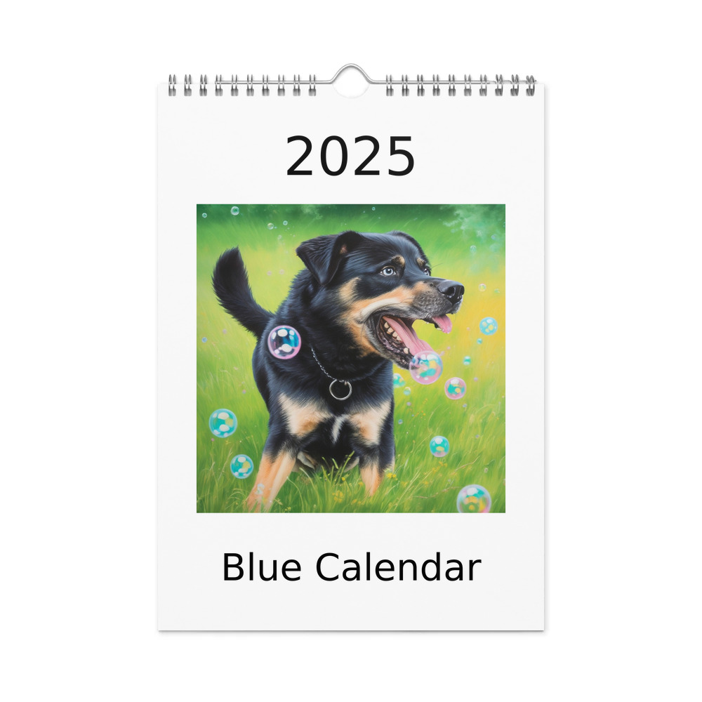PugMug Custom Blue Wall Calendar (2026)