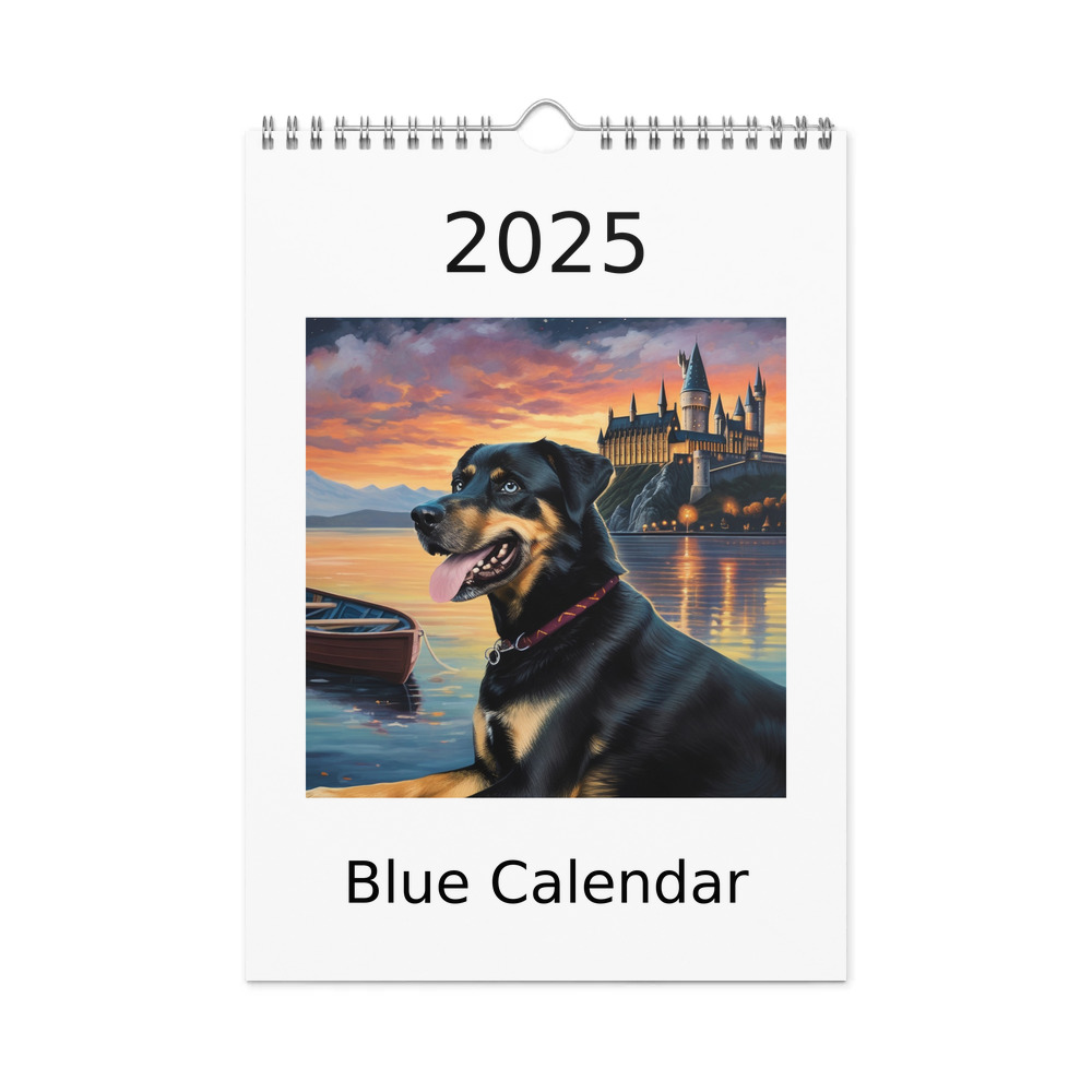 PugMug Custom Blue Wall Calendar (2026)