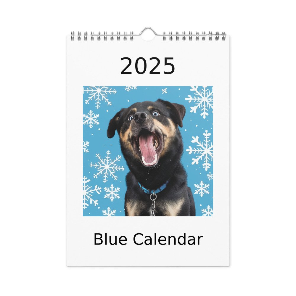 PugMug Custom Blue Wall Calendar (2026)
