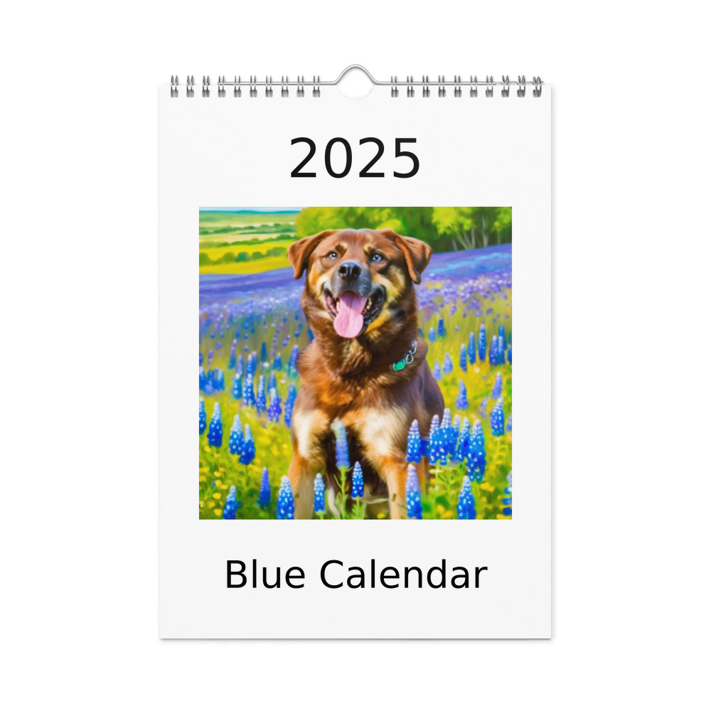 PugMug Custom Blue Wall Calendar (2026)