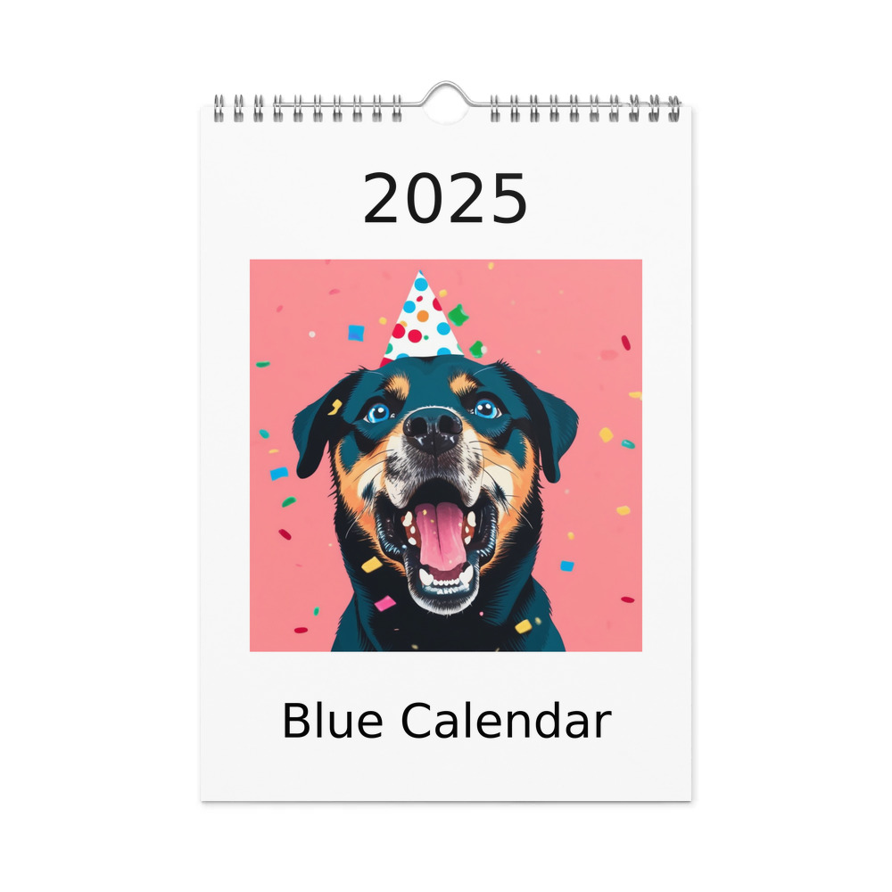 PugMug Custom Blue Wall Calendar (2026)
