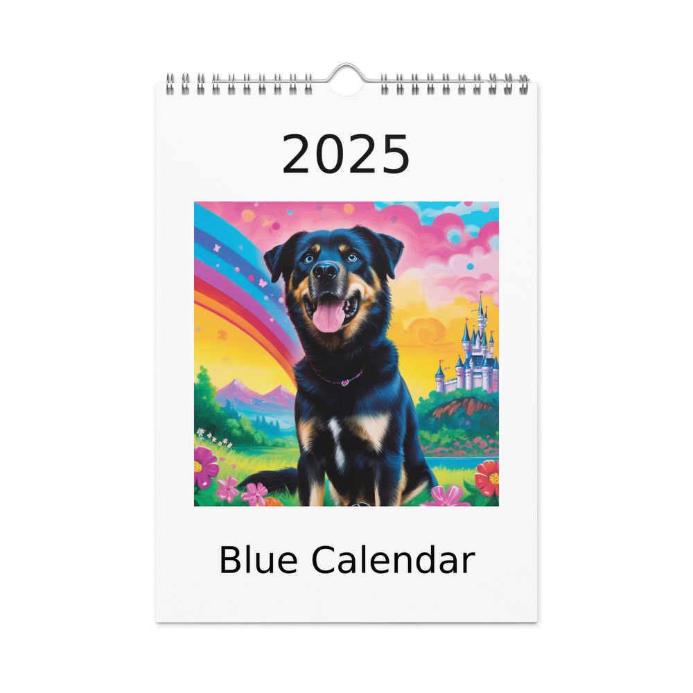 PugMug Custom Blue Wall Calendar (2026)
