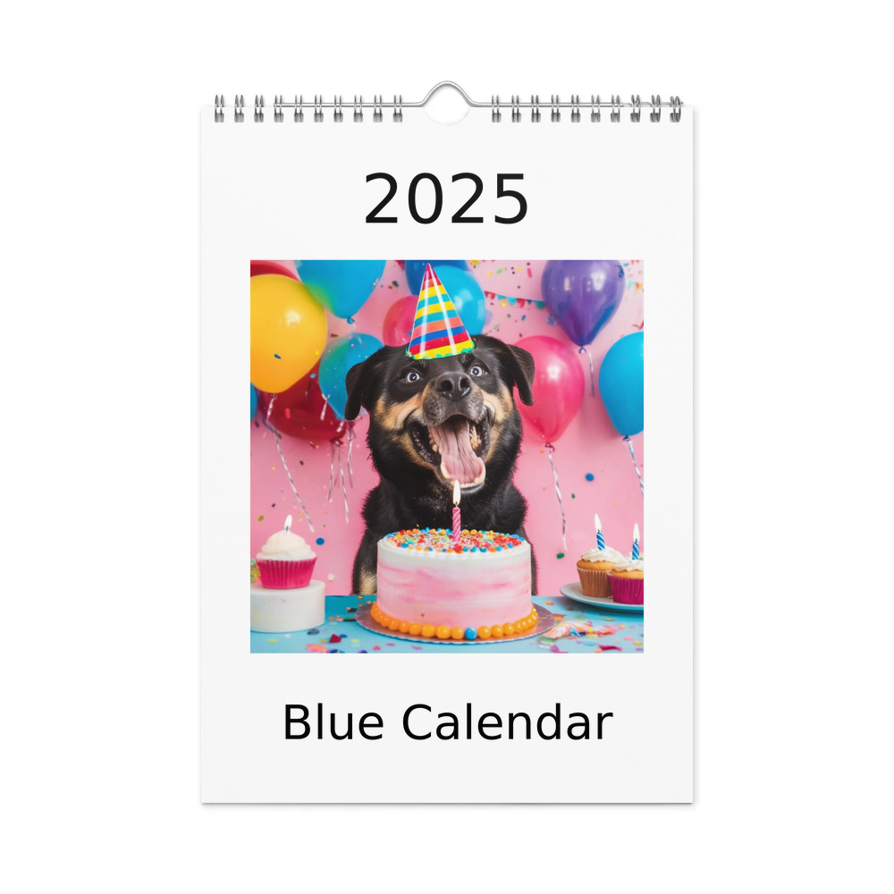 PugMug Custom Blue Wall Calendar (2026)