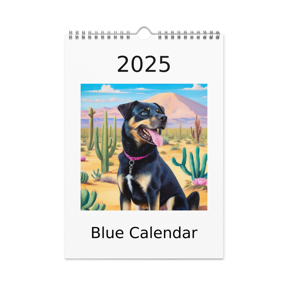 PugMug Custom Blue Wall Calendar (2026)