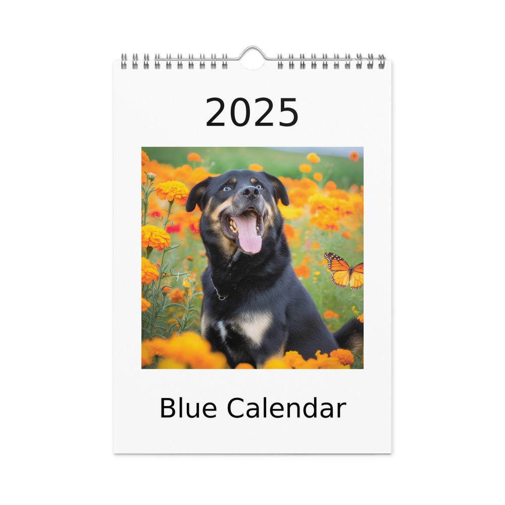 PugMug Custom Blue Wall Calendar (2026)