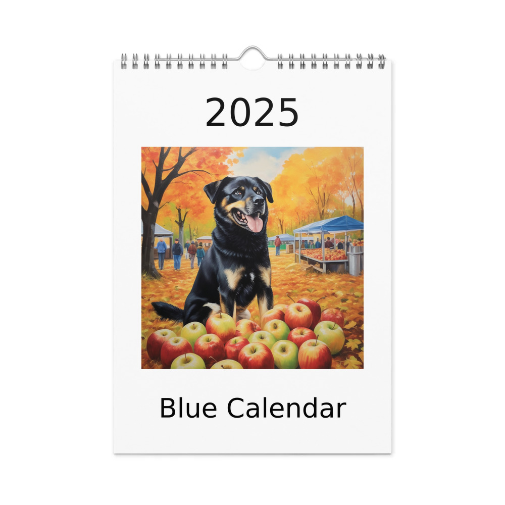 PugMug Custom Blue Wall Calendar (2026)