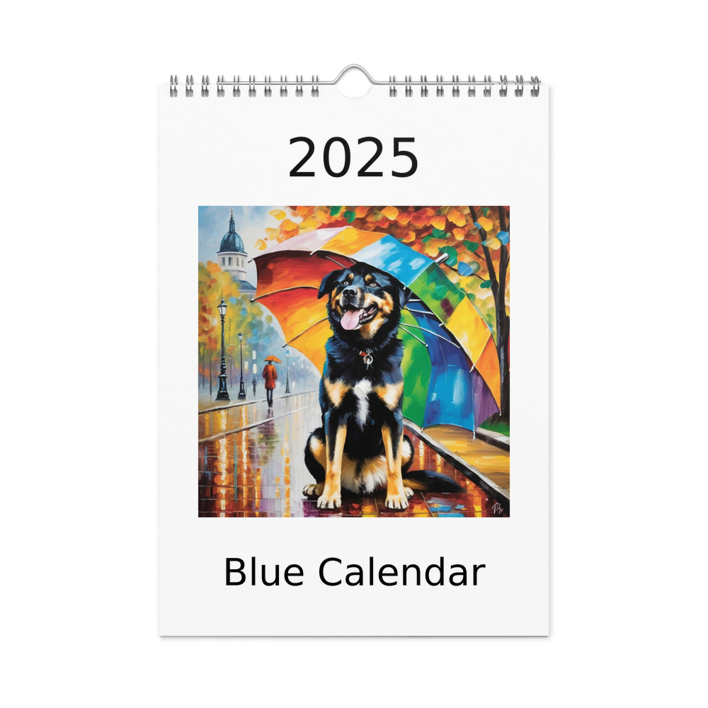 PugMug Custom Blue Wall Calendar (2026)