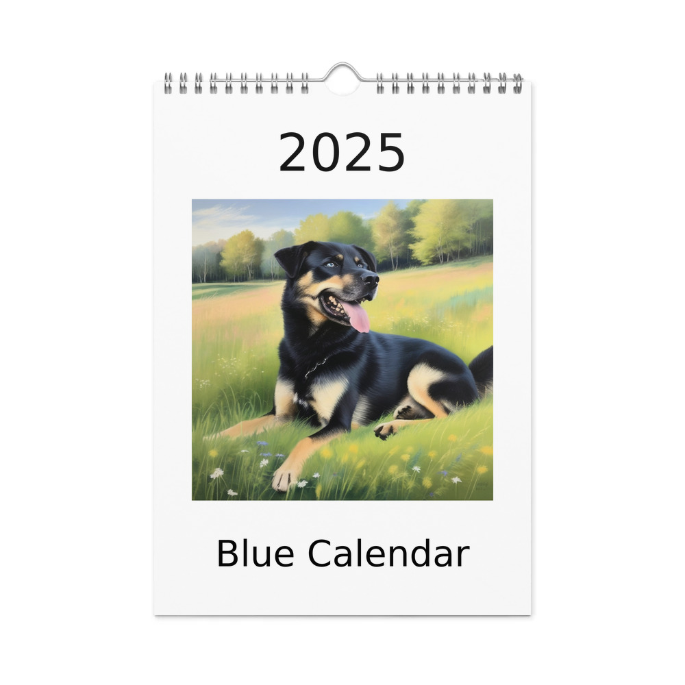 PugMug Custom Blue Wall Calendar (2026)