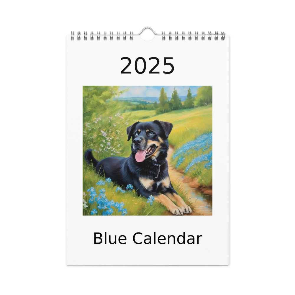 PugMug Custom Blue Wall Calendar (2026)