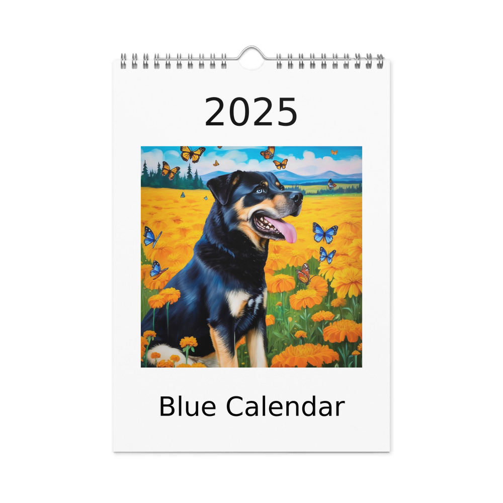 PugMug Custom Blue Wall Calendar (2026)