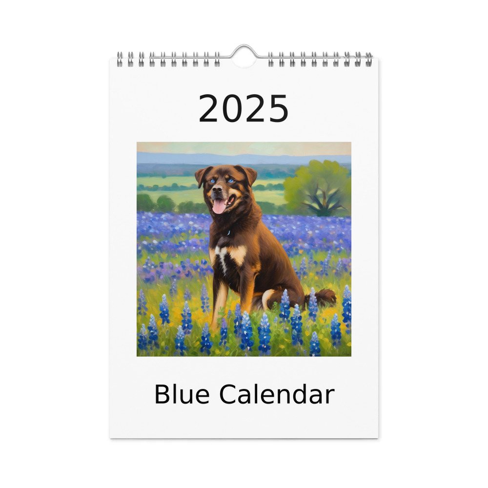 PugMug Custom Blue Wall Calendar (2026)