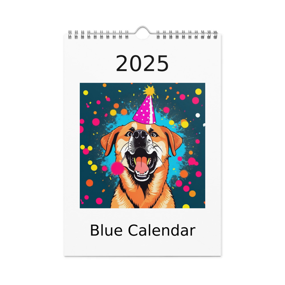PugMug Custom Blue Wall Calendar (2026)