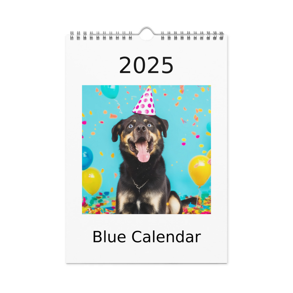 PugMug Custom Blue Wall Calendar (2026)