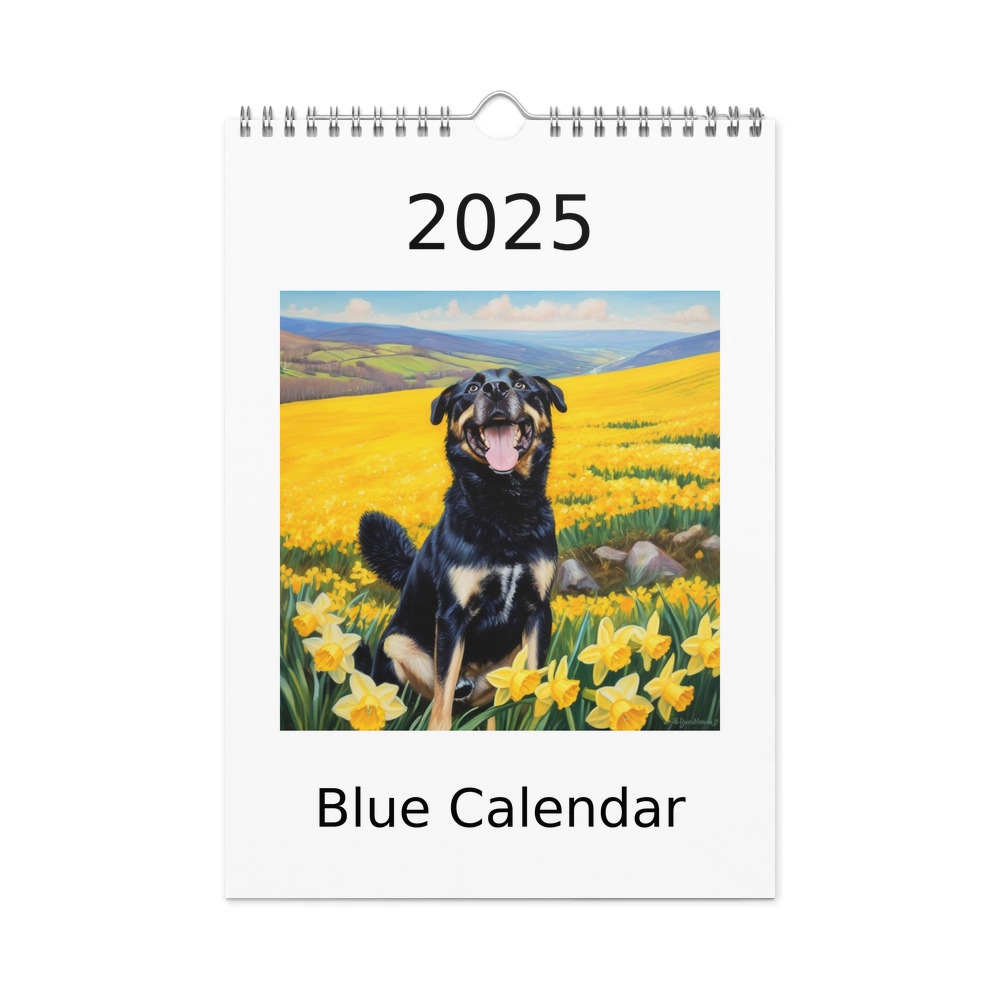 PugMug Custom Blue Wall Calendar (2026)