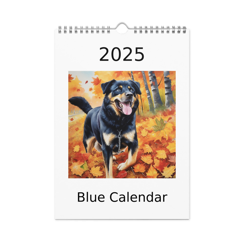 PugMug Custom Blue Wall Calendar (2026)