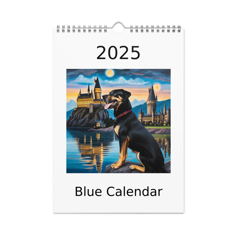 PugMug Custom Blue Wall Calendar (2026)