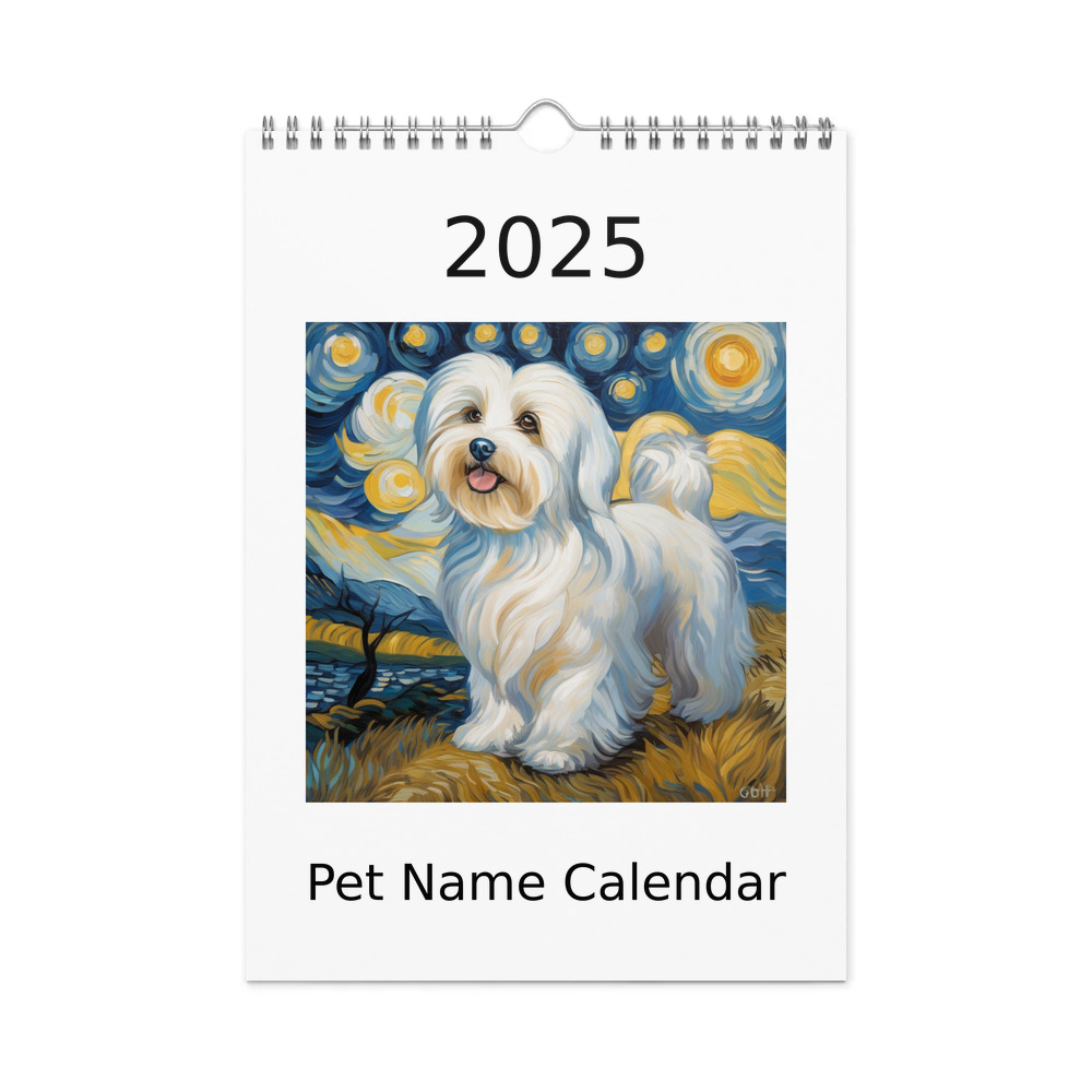 PugMug Custom White Havanese Dog Wall Calendar (2026)
