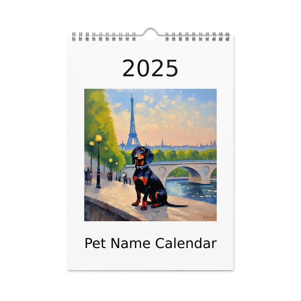 PugMug Custom Black Dachshund Wall Calendar (2026)