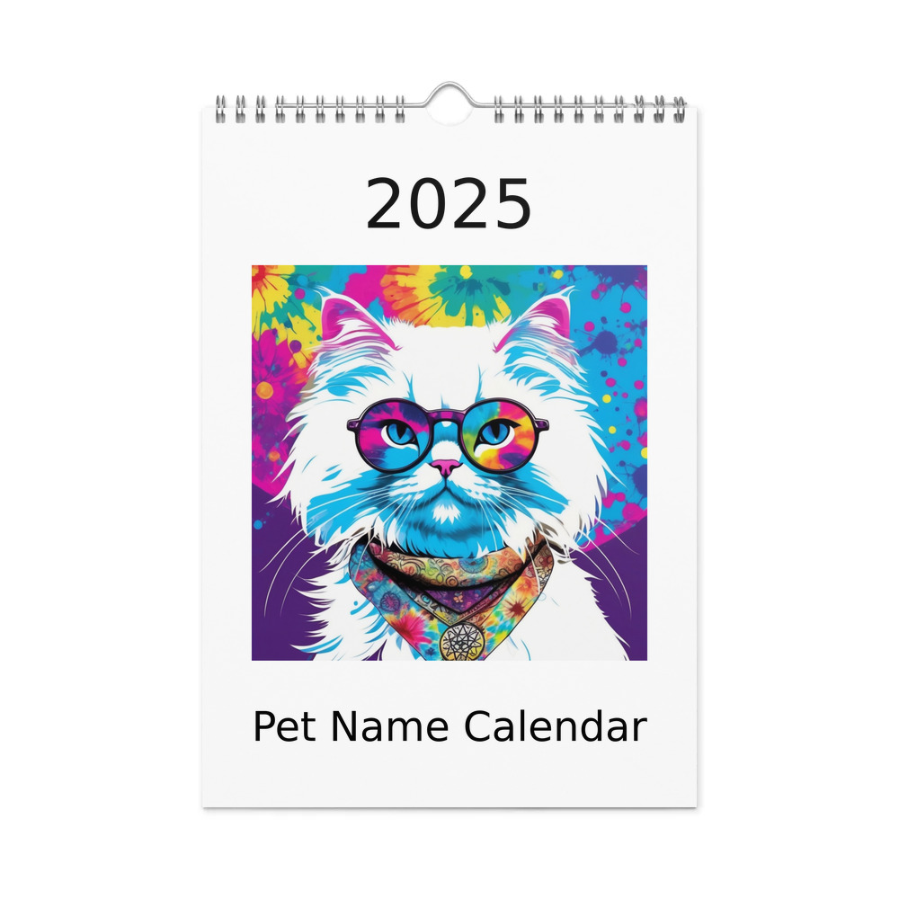 PugMug Custom White Persian Cat Wall Calendar (2026)
