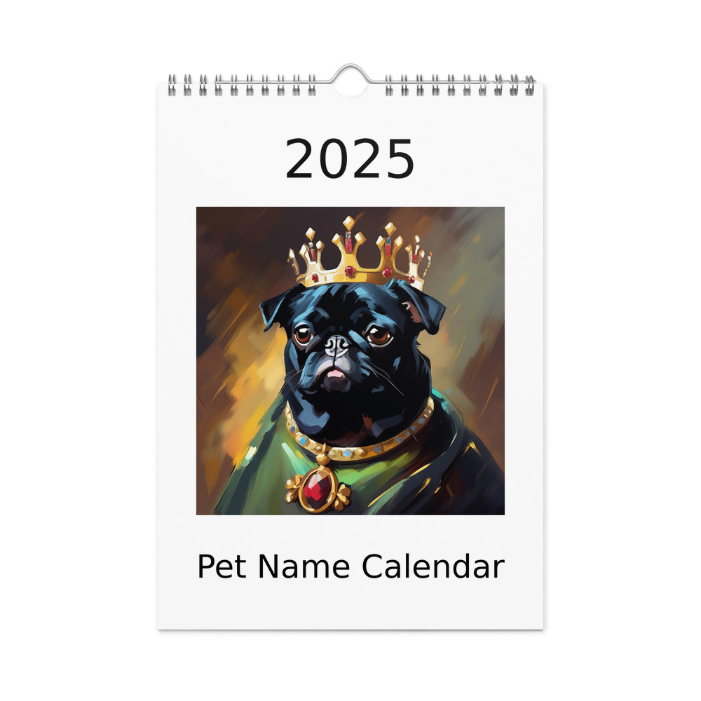 PugMug Custom Black Pug Wall Calendar (2026)