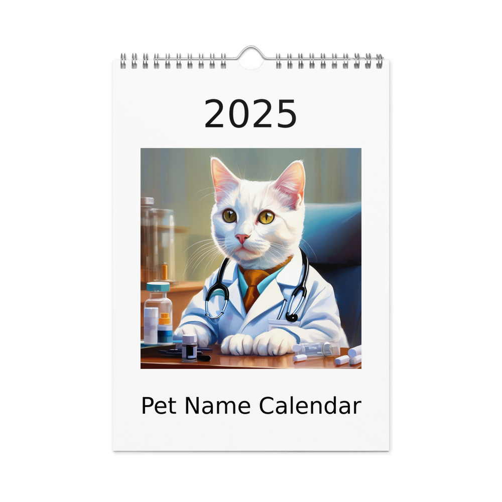 PugMug Custom White Companion Cat Wall Calendar (2026)