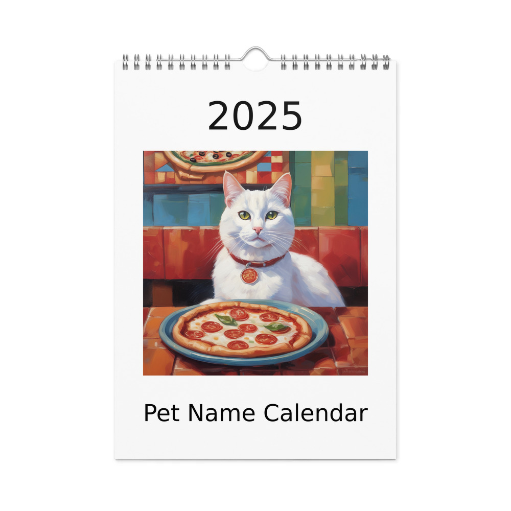 PugMug Custom White Companion Cat Wall Calendar (2026)