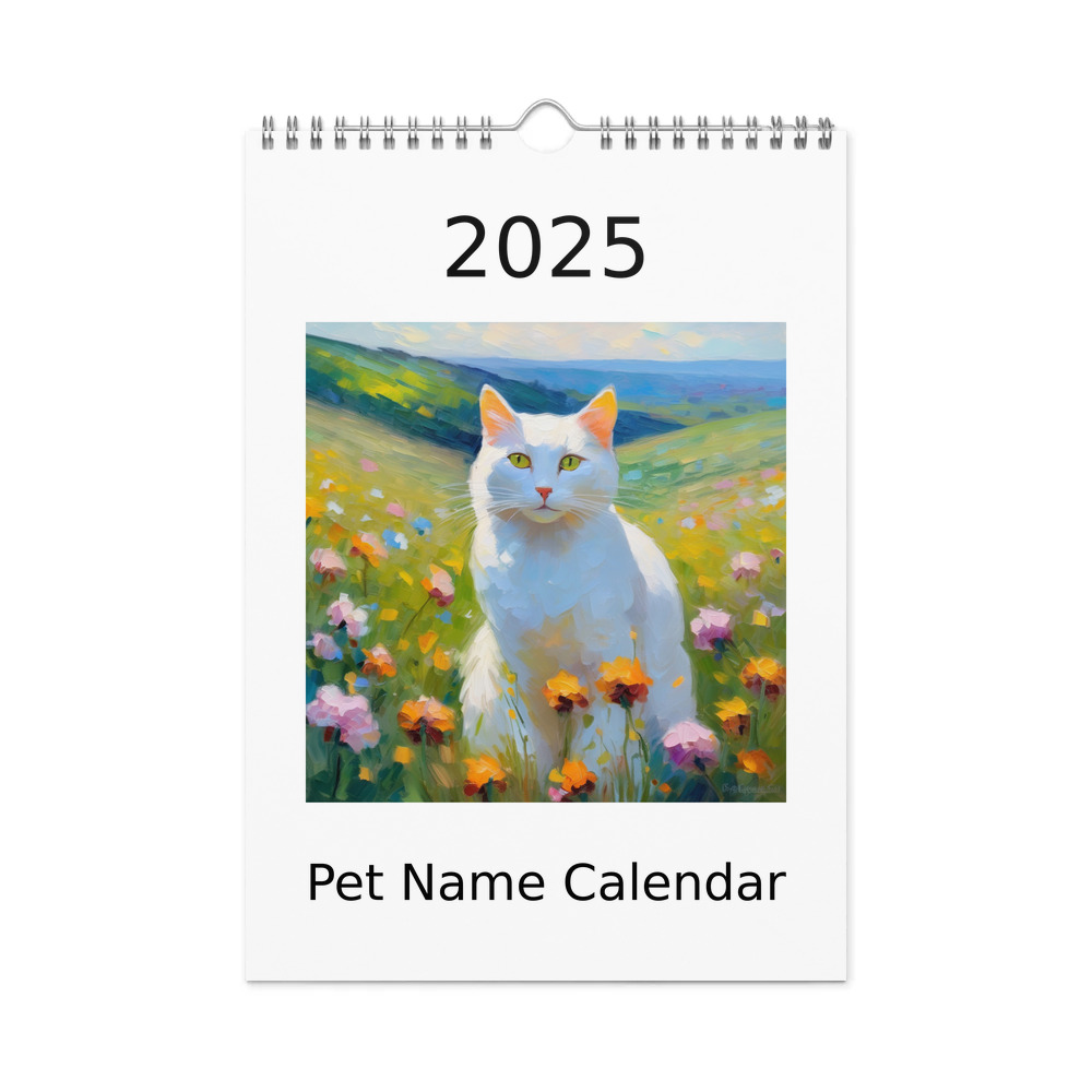 PugMug Custom White Companion Cat Wall Calendar (2026)