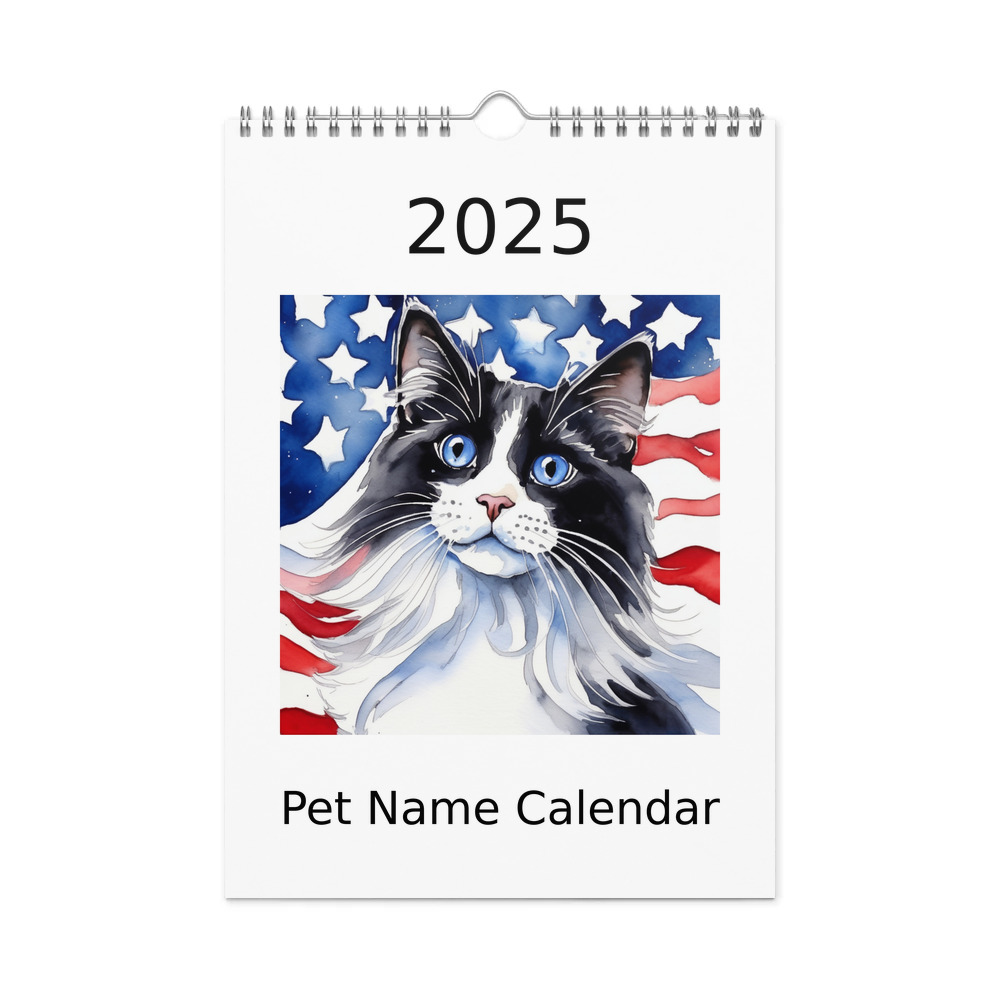 PugMug Custom Black Ragdoll Cat Wall Calendar (2026)