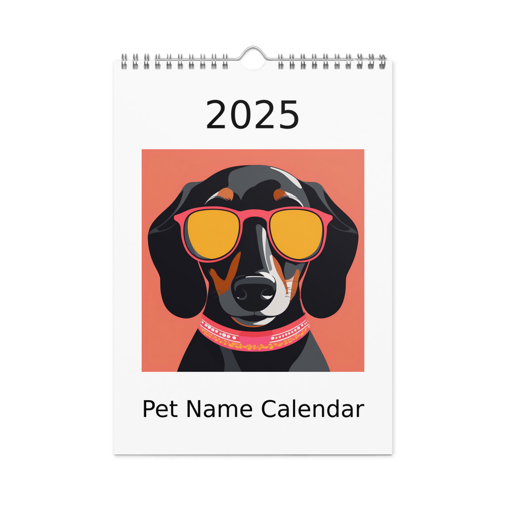 PugMug Custom Black Dachshund Wall Calendar (2026)
