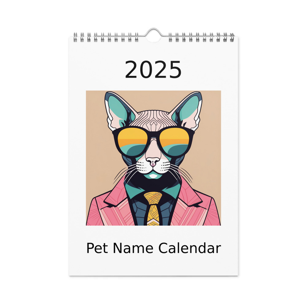 PugMug Custom Tabby Sphynx Cat Wall Calendar (2026)