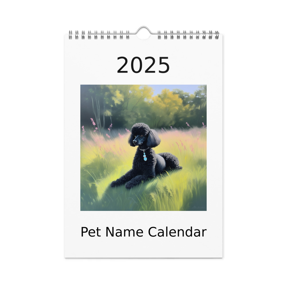 PugMug Custom Black Poodle Wall Calendar (2026)