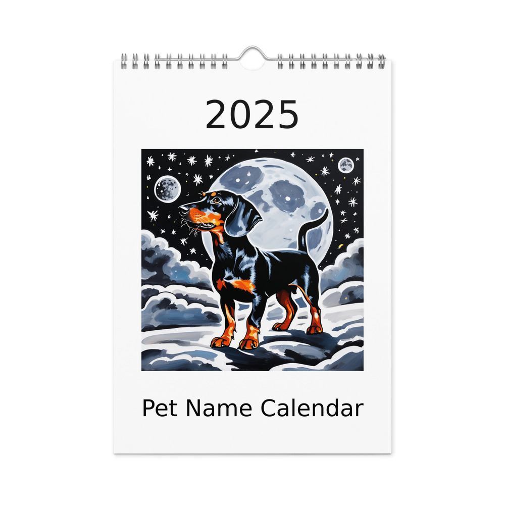 PugMug Custom Black Dachshund Wall Calendar (2026)