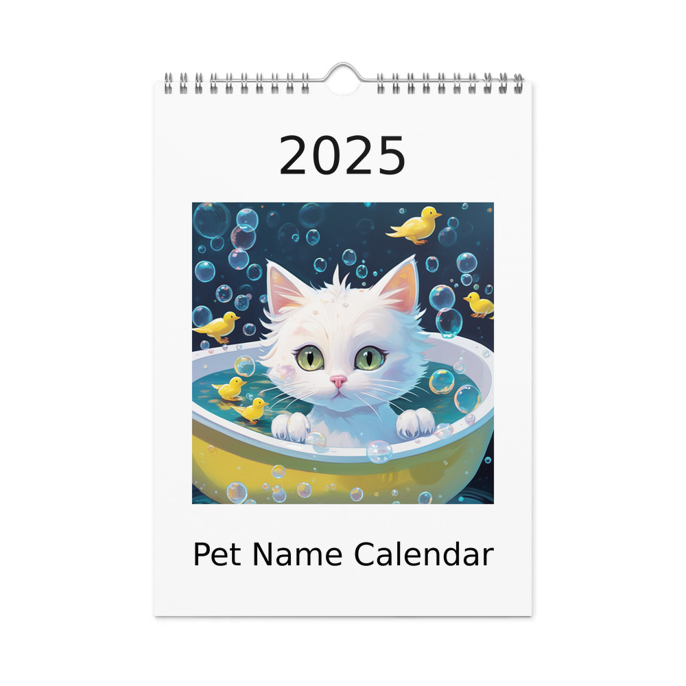 PugMug Custom White Companion Cat Wall Calendar (2026)