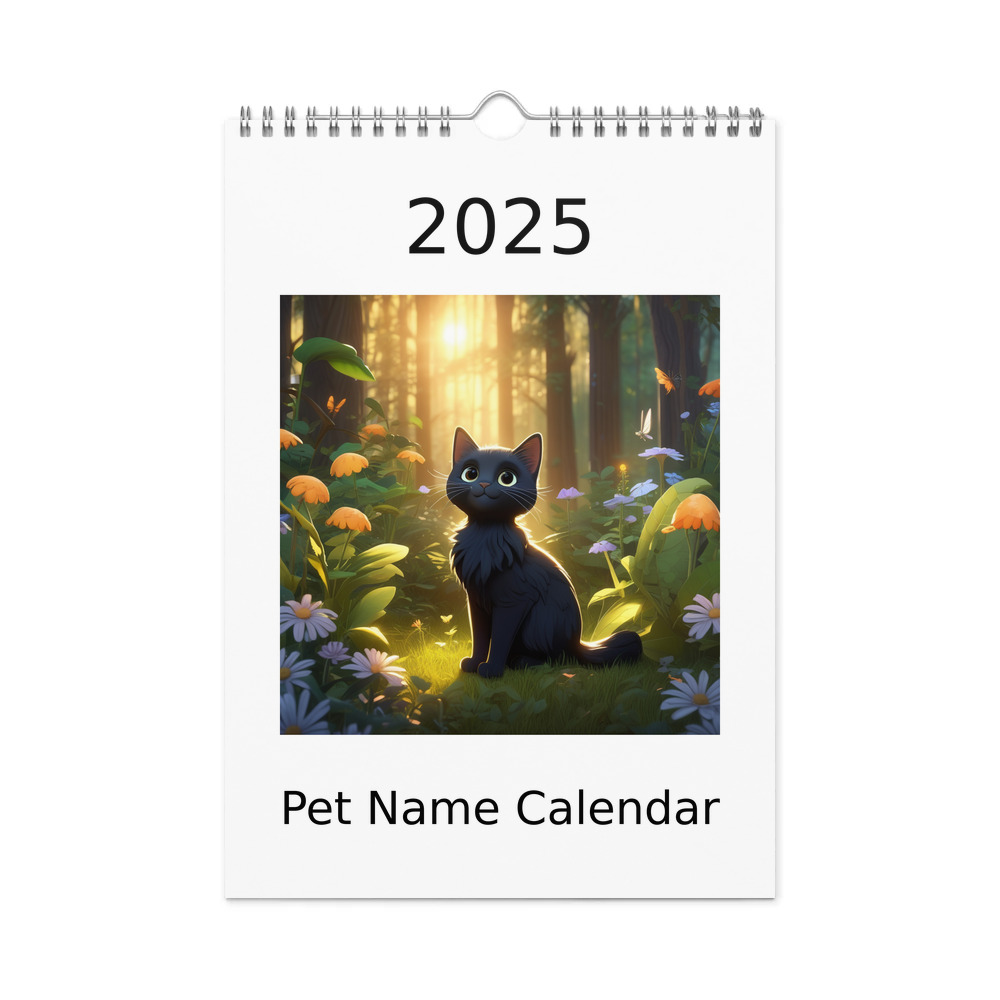PugMug Custom Black Companion Cat Wall Calendar (2026)