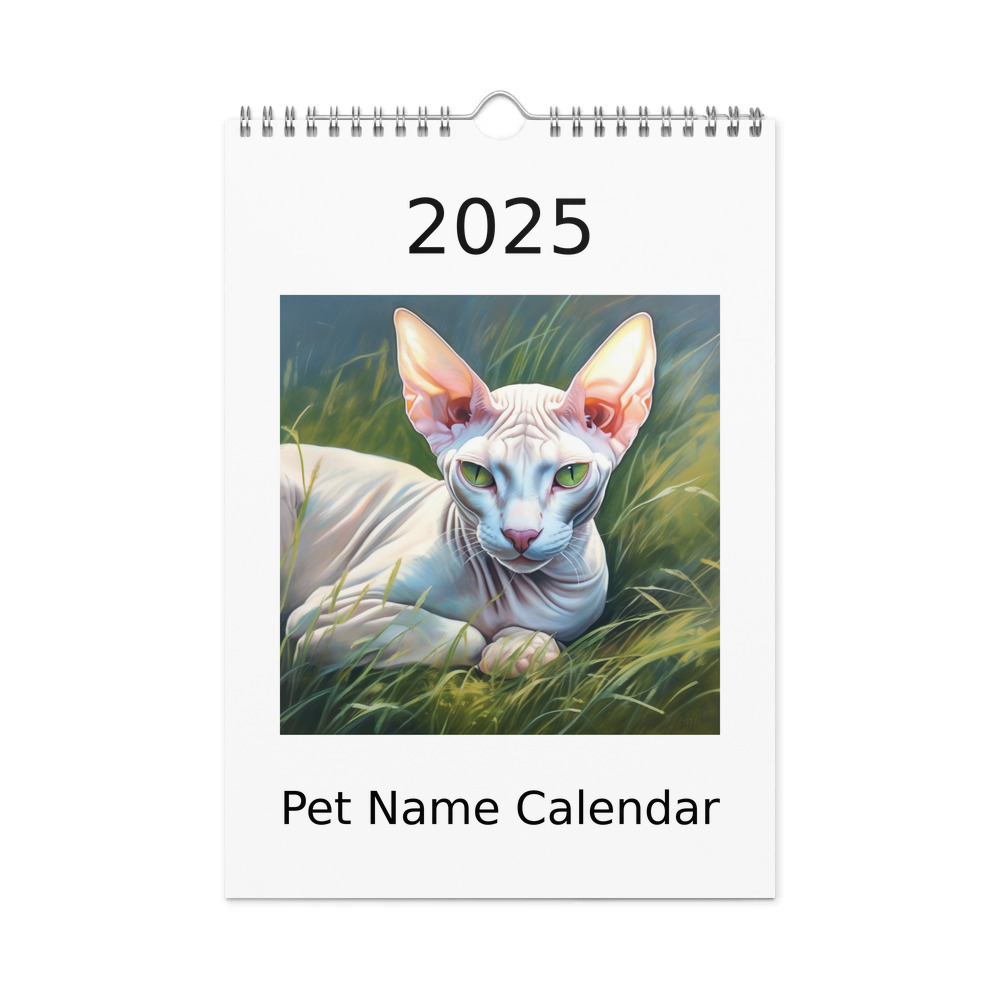PugMug Custom White Sphynx Cat Wall Calendar (2026)