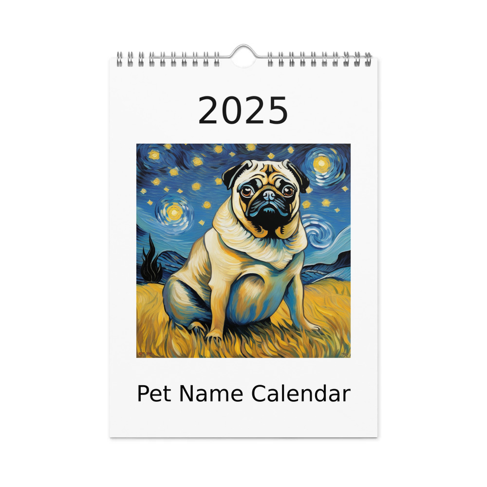 PugMug Custom Pug Wall Calendar (2026)