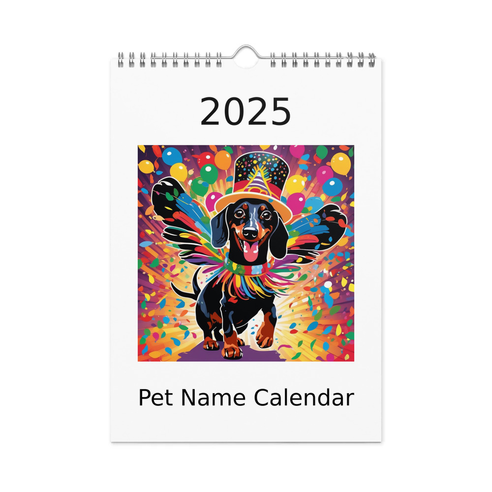 PugMug Custom Black Dachshund Wall Calendar (2026)