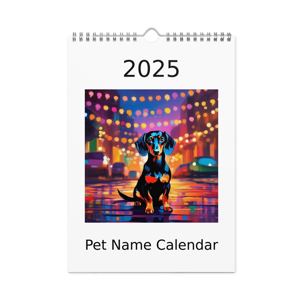 PugMug Custom Black Dachshund Wall Calendar (2026)