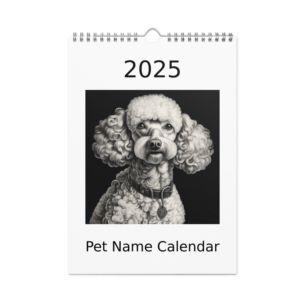 PugMug Custom White Poodle Wall Calendar (2026)