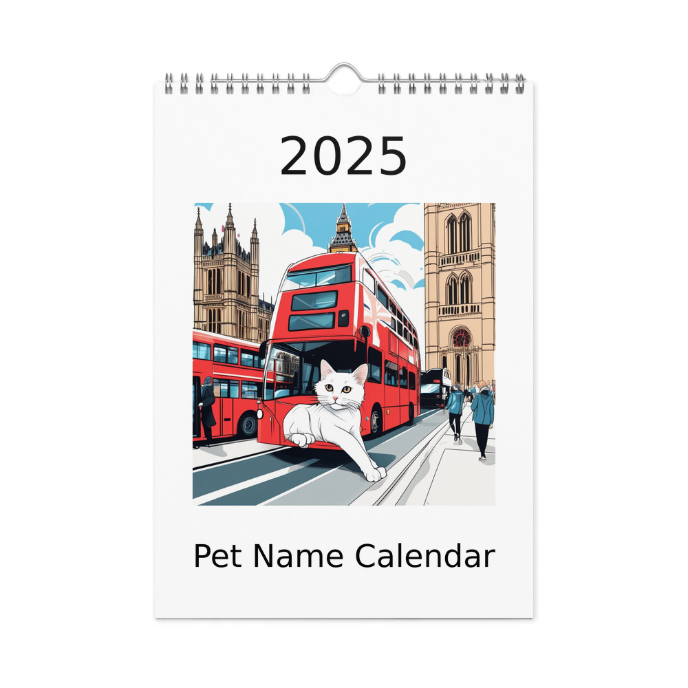 PugMug Custom White Companion Cat Wall Calendar (2026)