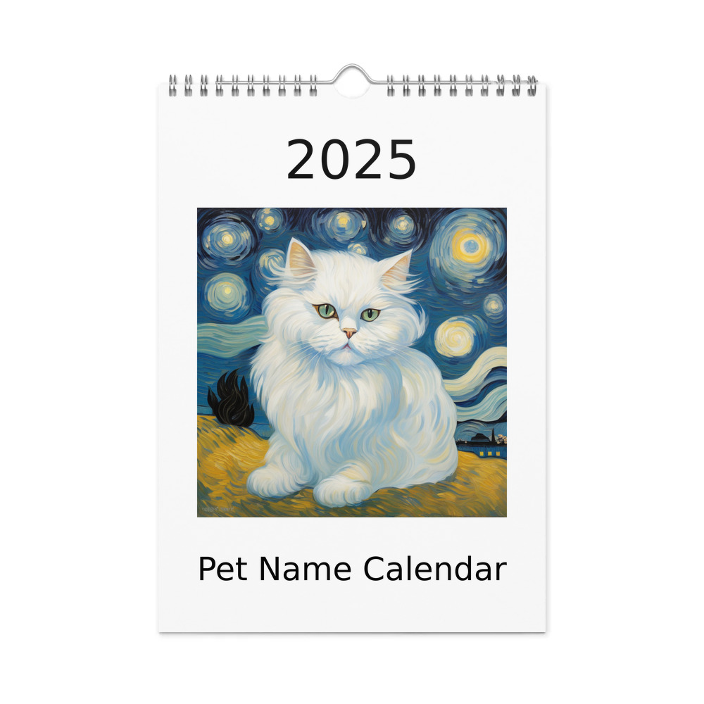 PugMug Custom White Persian Cat Wall Calendar (2026)