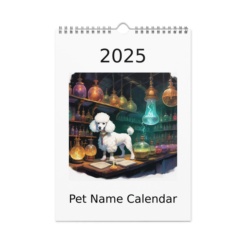 PugMug Custom White Poodle Wall Calendar (2026)