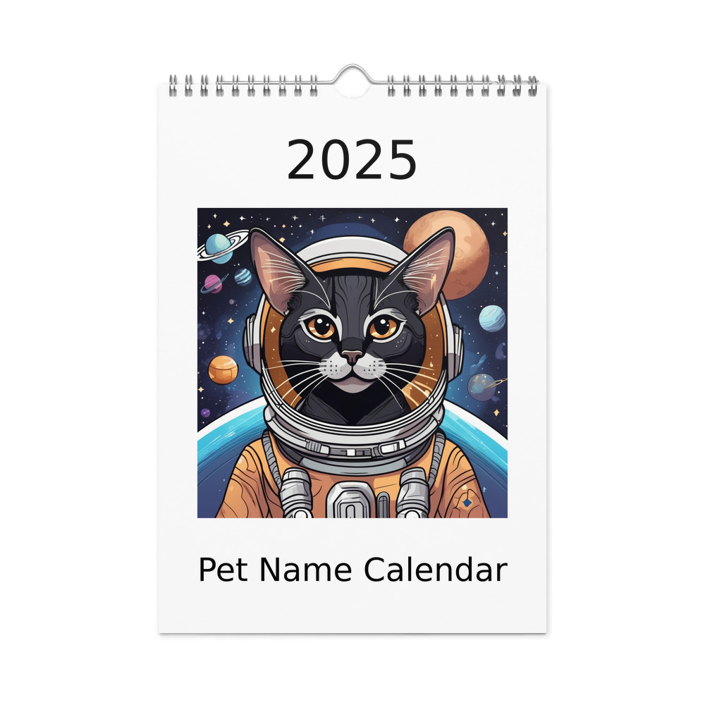 PugMug Custom Black Abyssinian Cat Wall Calendar (2026)